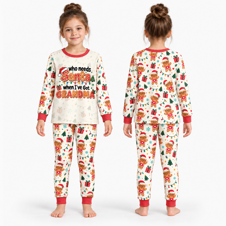Who Needs Santa When I've Got Grandma Bamboo Two Piece Long Sleeve Pajama Set