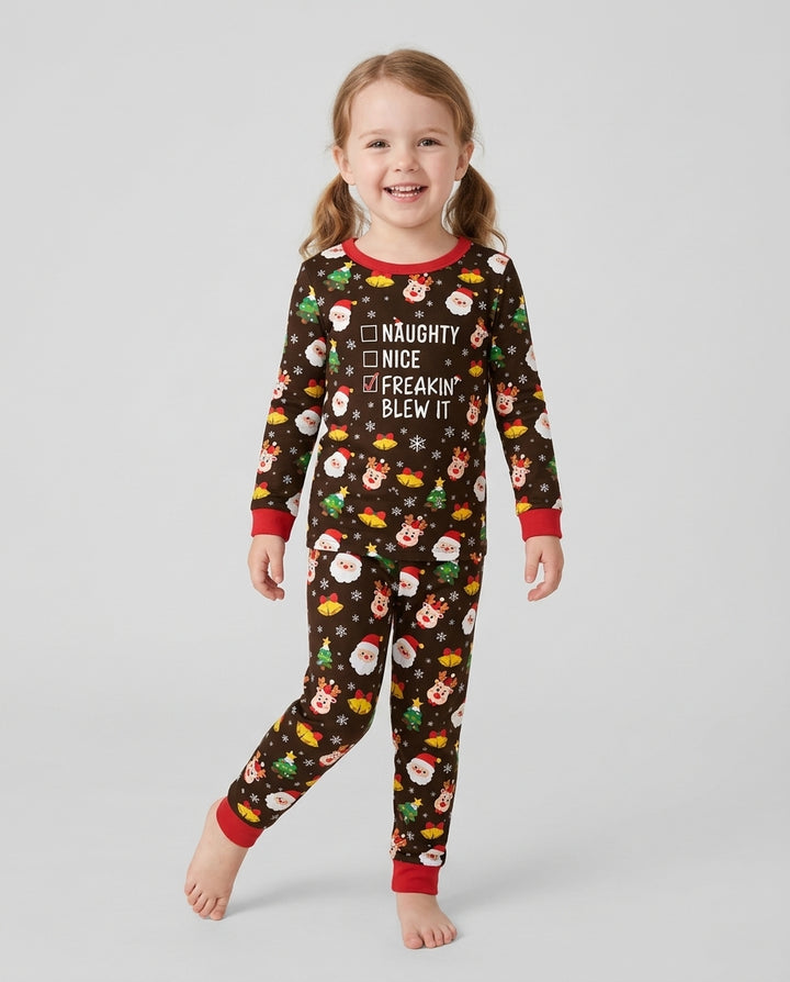 Santa Naughty Nice Bamboo Two Piece Long Sleeve Pajama Set