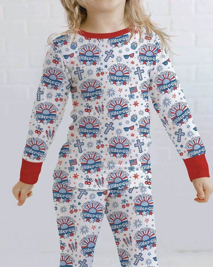 Zweiteiliges Langarm-Pyjama-Set mit Sommerfrüchten