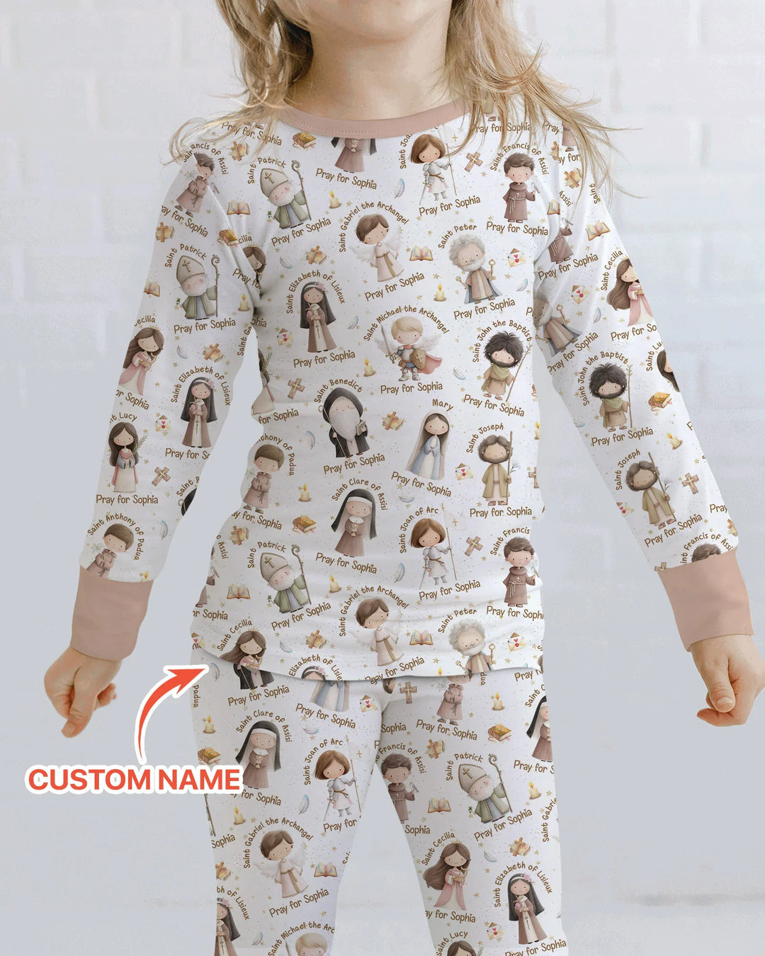 Pray For Me Custom Name Bamboo Two Piece Long Sleeve Pajama Set