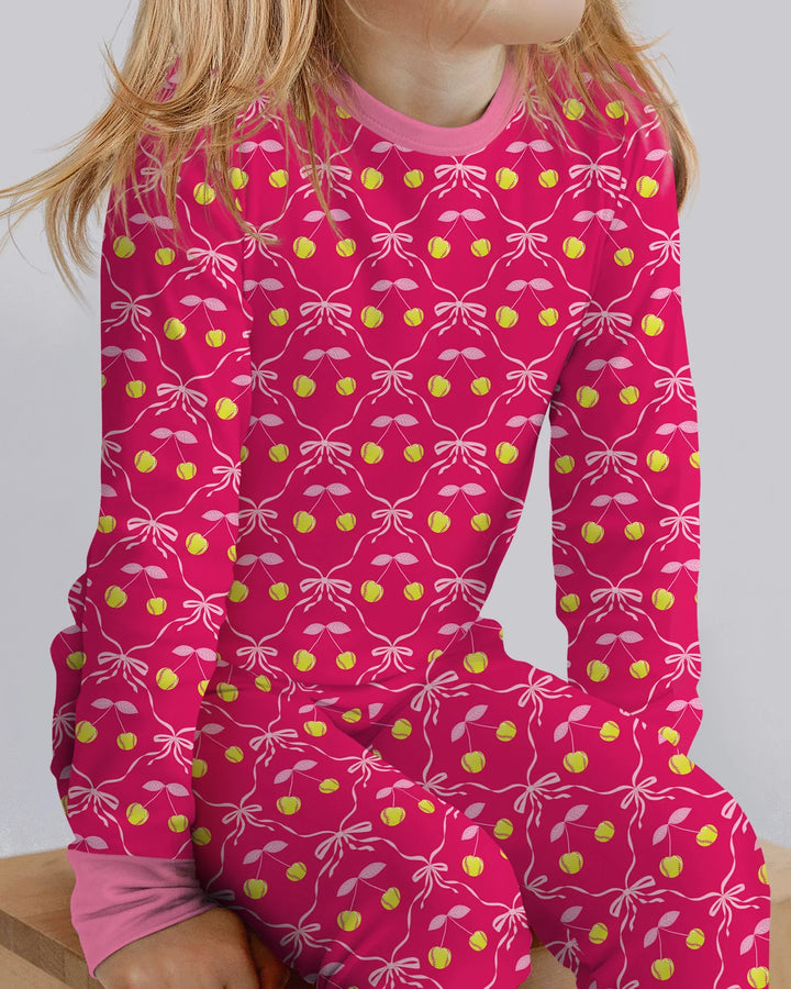 Zweiteiliges Langarm-Pyjama-Set mit Sommerfrüchten