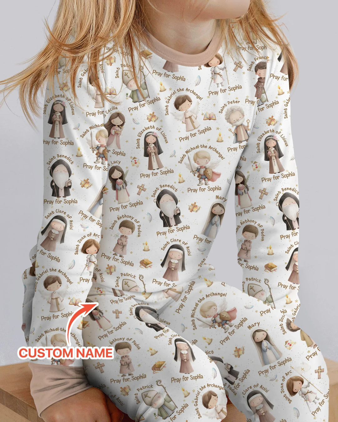 Pray For Me Custom Name Bamboo Two Piece Long Sleeve Pajama Set