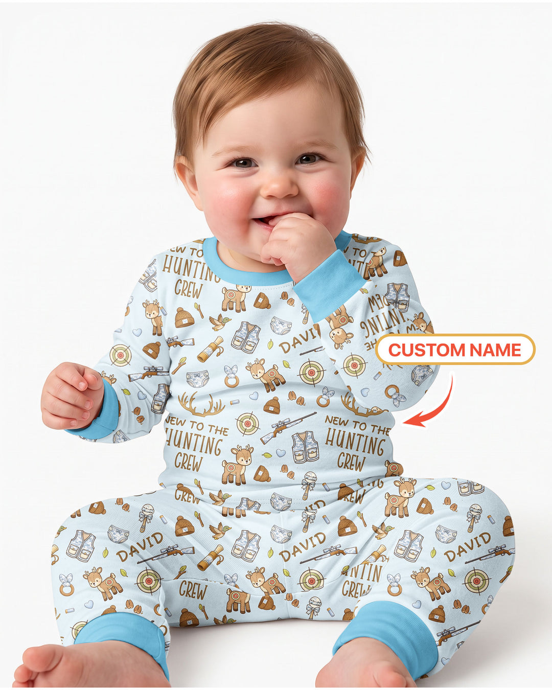 New To The Hunting Crew Custom Name Bamboo Two Piece Long Sleeve Pajama Set