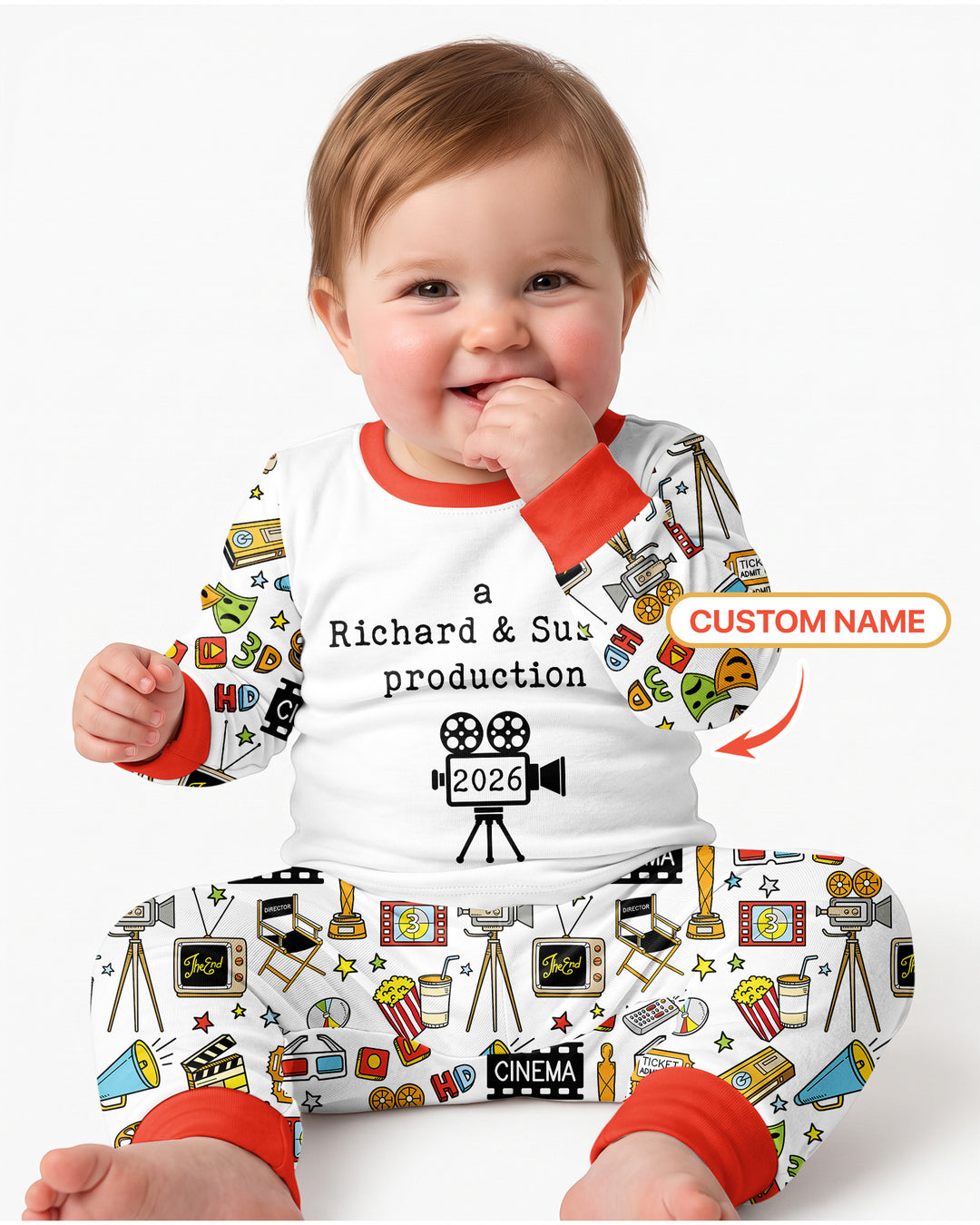Zweiteiliges Langarm-Pyjama-Set mit Sommerfrüchten
