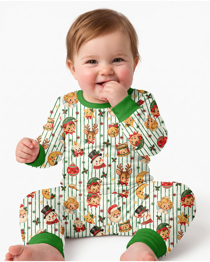 Vintage Christmas Bamboo Two Piece Long Sleeve Pajama Set