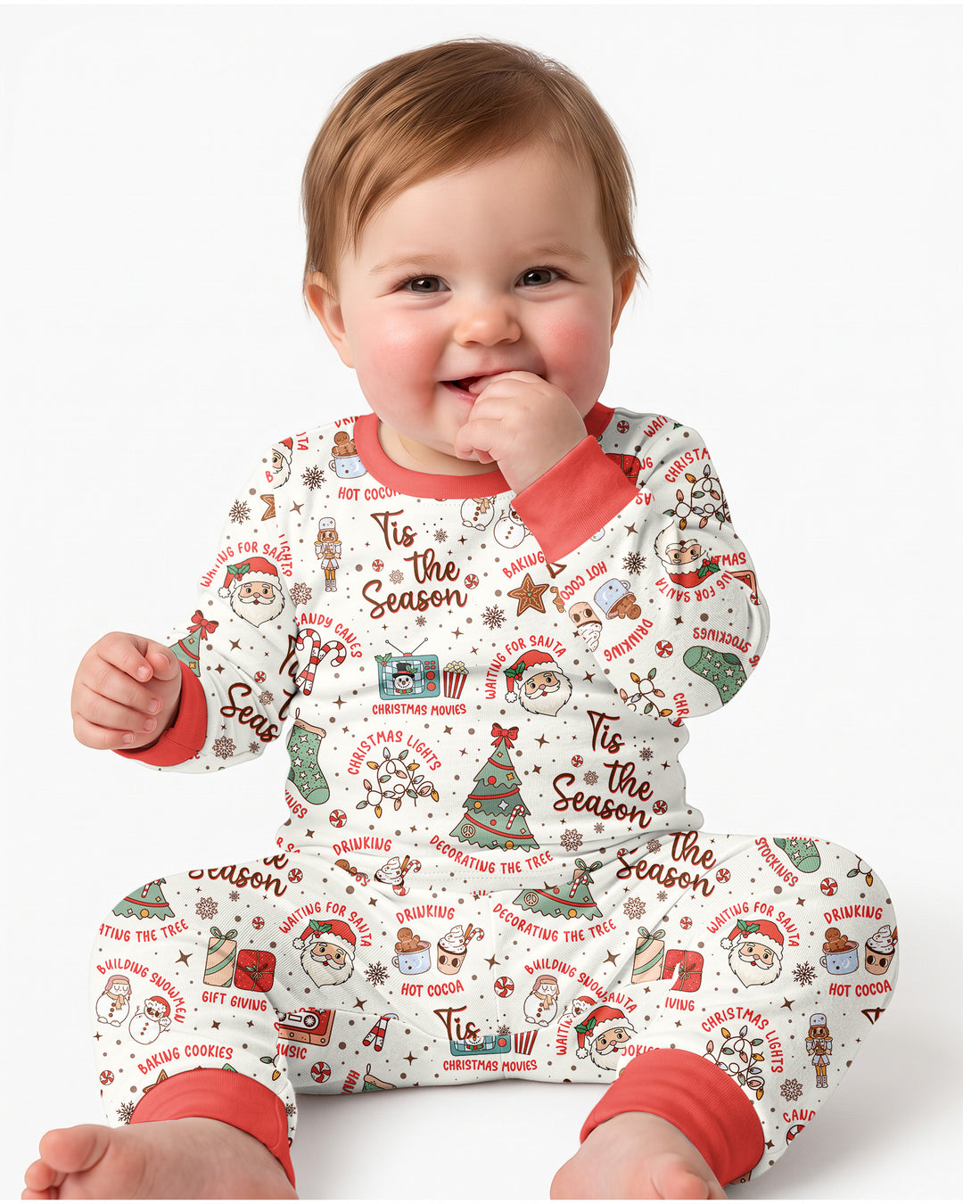 Tis The Season Retro Christmas Bamboo Two Piece Long Sleeve Pajama Set