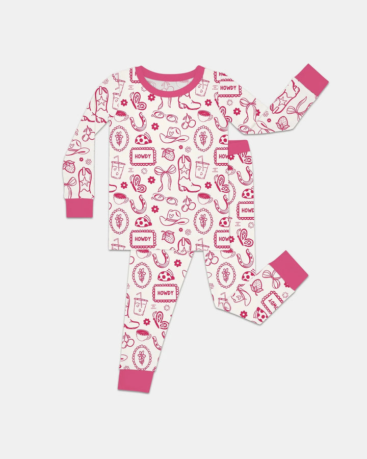 Doodle Wild West Cowgirl Bamboo Two Piece Long Sleeve Pajama Set