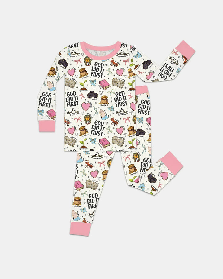 Zweiteiliges Langarm-Pyjama-Set mit Sommerfrüchten
