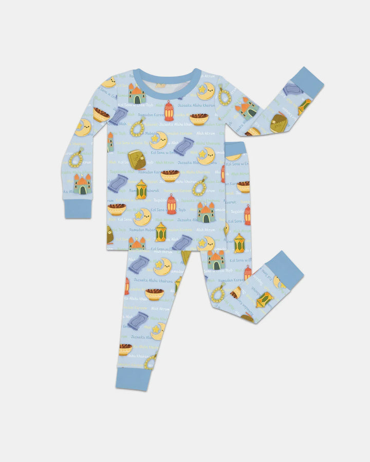 Ramadan Mubarak Family Matching Bamboo Two Piece Long Sleeve Pajama Set