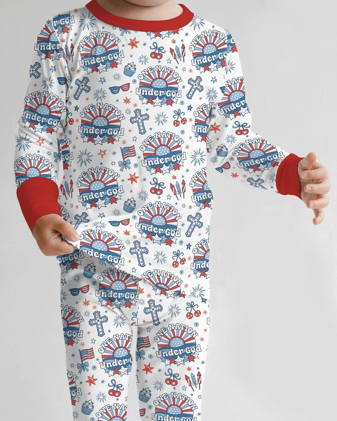 Zweiteiliges Langarm-Pyjama-Set mit Sommerfrüchten