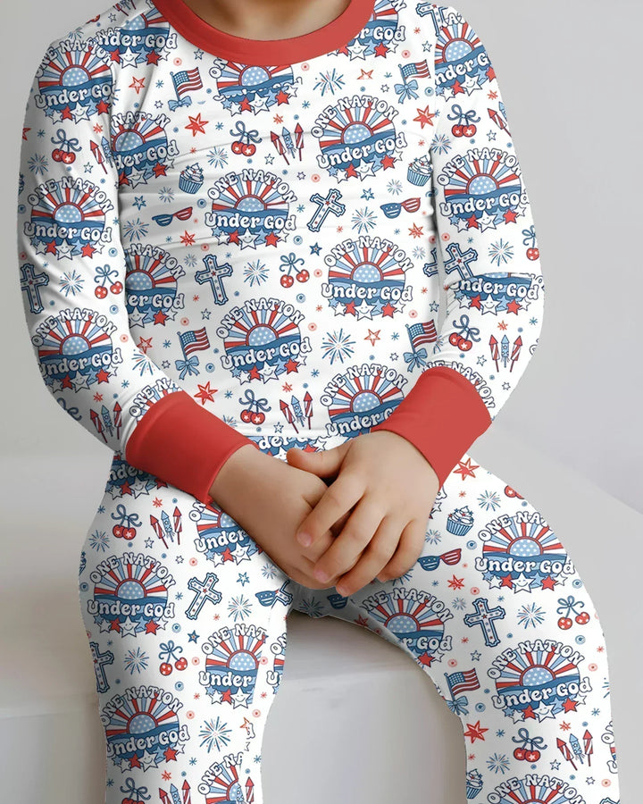 Zweiteiliges Langarm-Pyjama-Set mit Sommerfrüchten