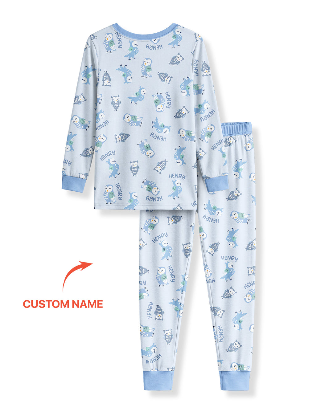 Custom Name Twin Owl Who's Who Bamboo Two Piece Long Sleeve Pajama Set