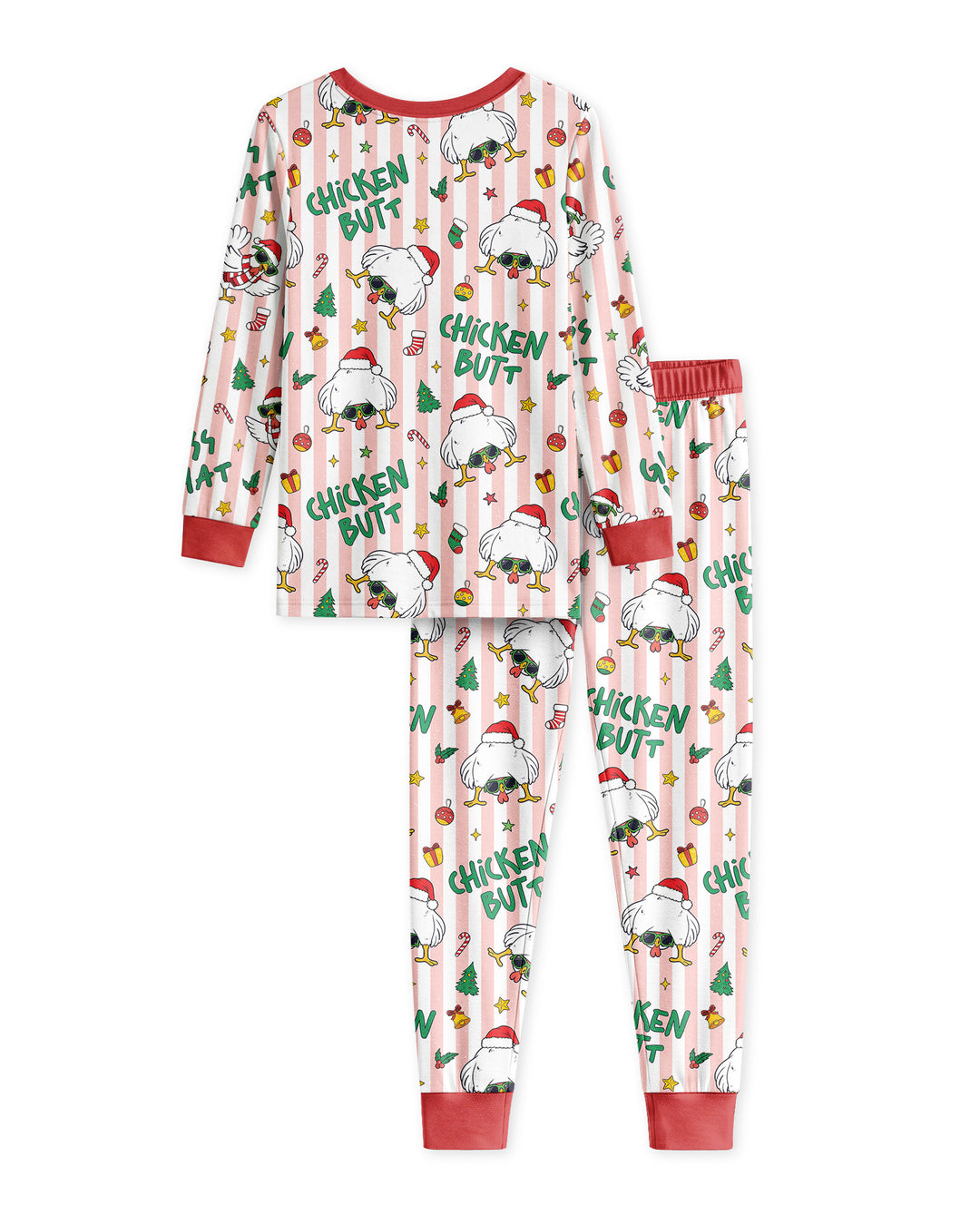 Guess What Chicken Butt Christmas Bamboo Two Piece Long Sleeve Pajama Set