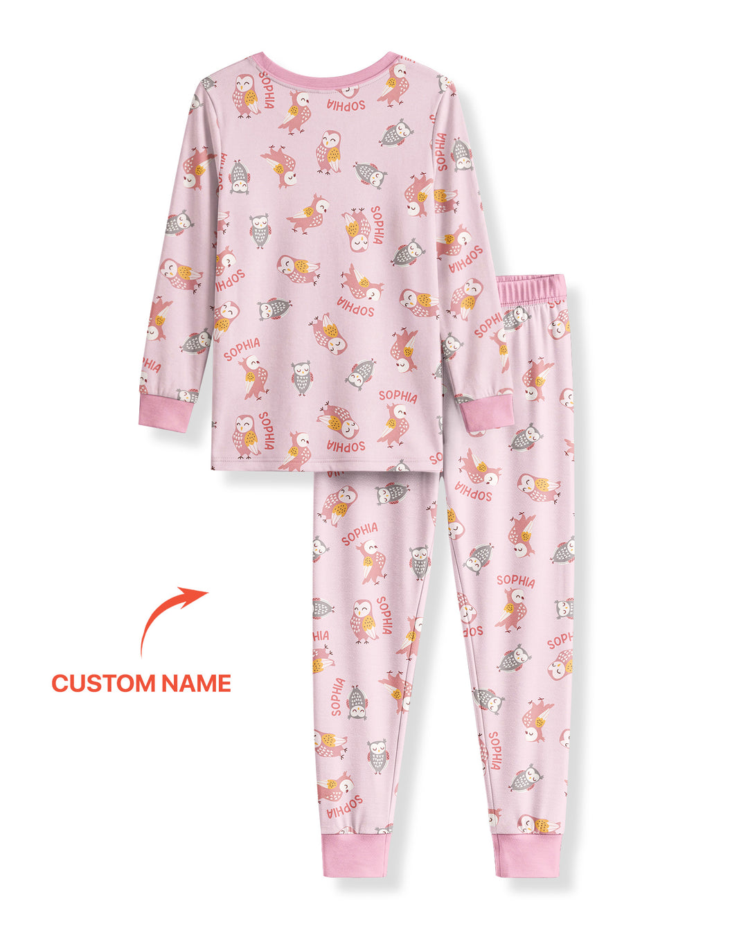 Custom Name Twin Owl Who's Who Bamboo Two Piece Long Sleeve Pajama Set