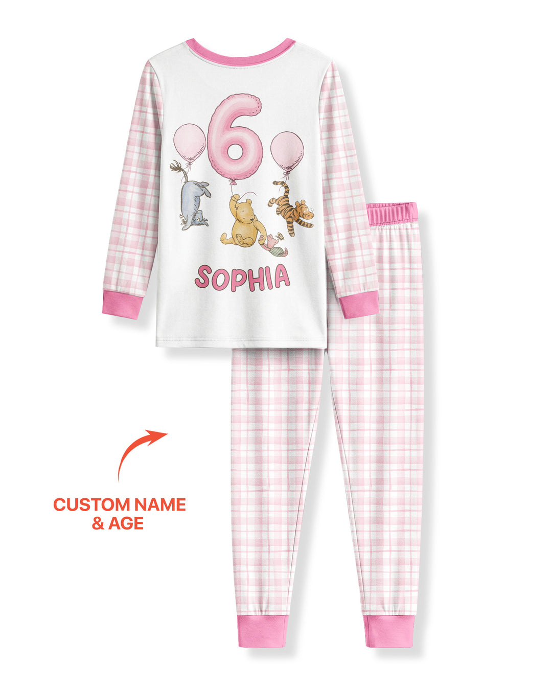 Little Bear Birthday Custom Name And Age Balloon Bamboo Two Piece Long Sleeve Pajama Set