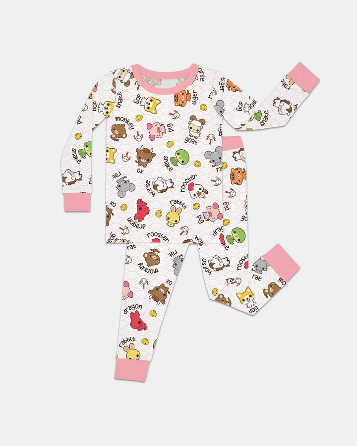 Zweiteiliges Langarm-Pyjama-Set mit Sommerfrüchten