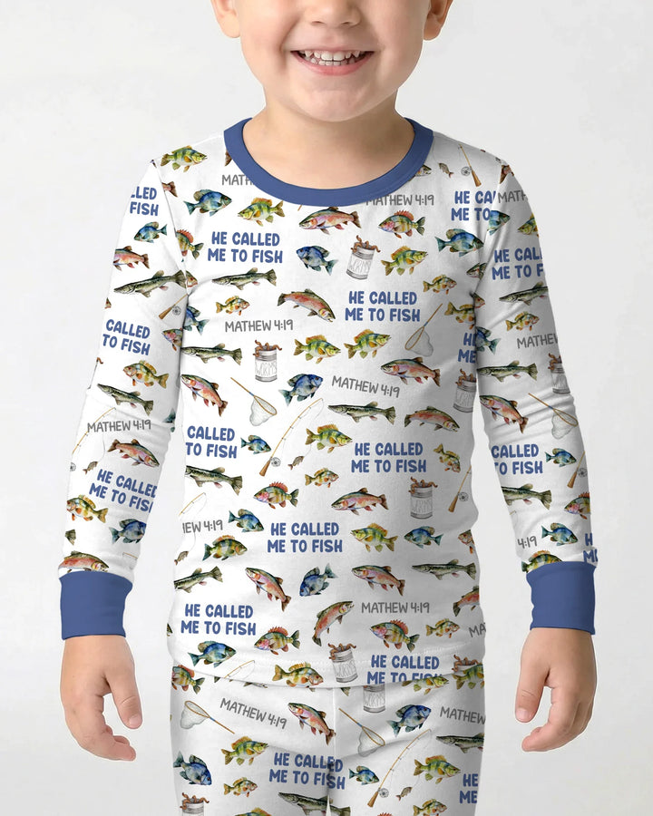 He Called Me To Fish Daddy & Me Matching Bamboo Two Piece Long Sleeve Pajama Set