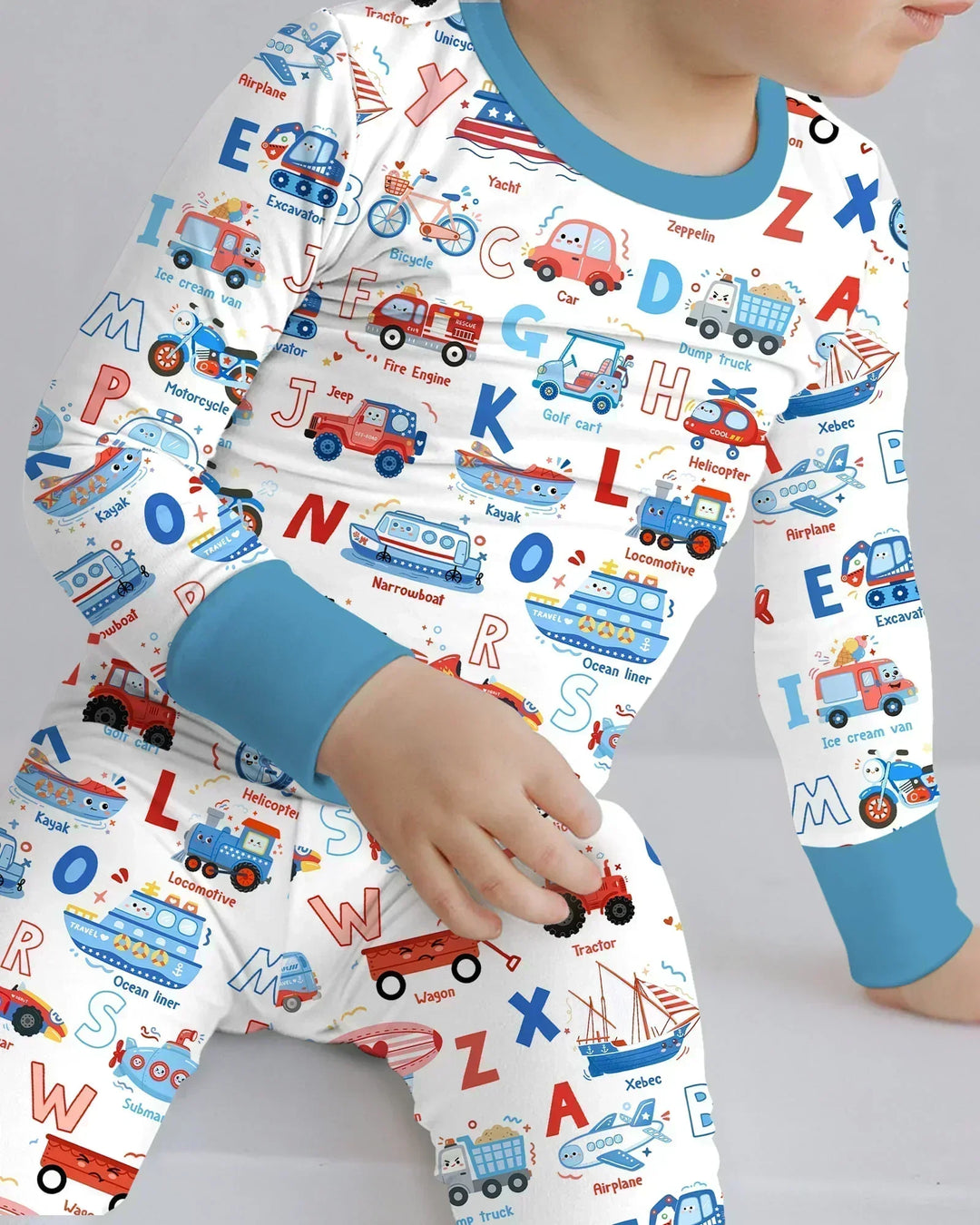 Patriotic Construction Bamboo Two Piece Long Sleeve Pajama Set
