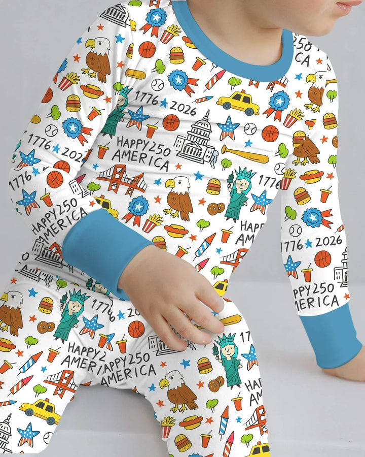 Zweiteiliges Langarm-Pyjama-Set mit Sommerfrüchten