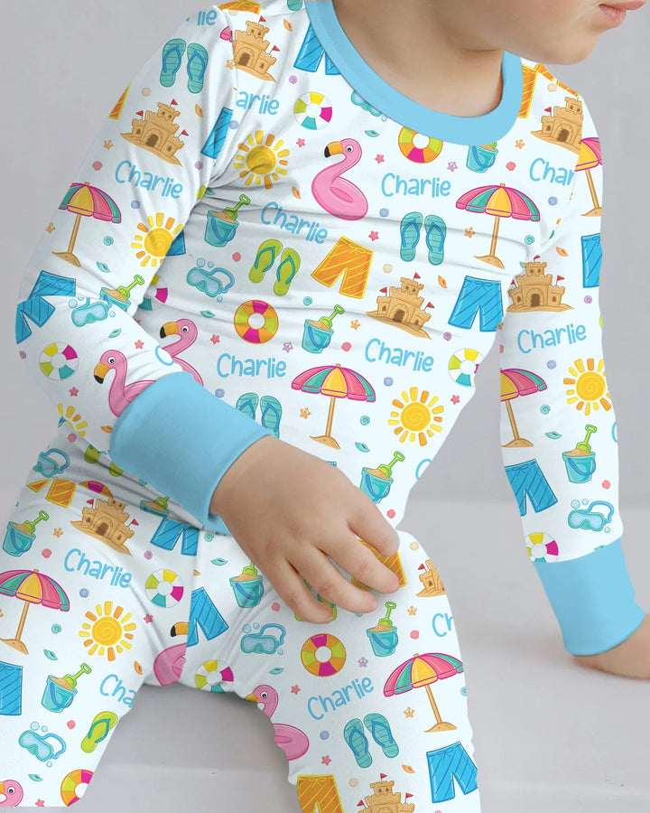 Zweiteiliges Langarm-Pyjama-Set mit Sommerfrüchten