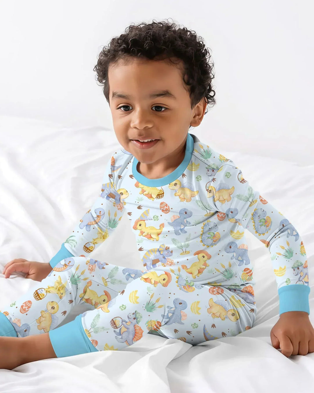 Dino Easter Bamboo Two Piece Long Sleeve Pajama Set