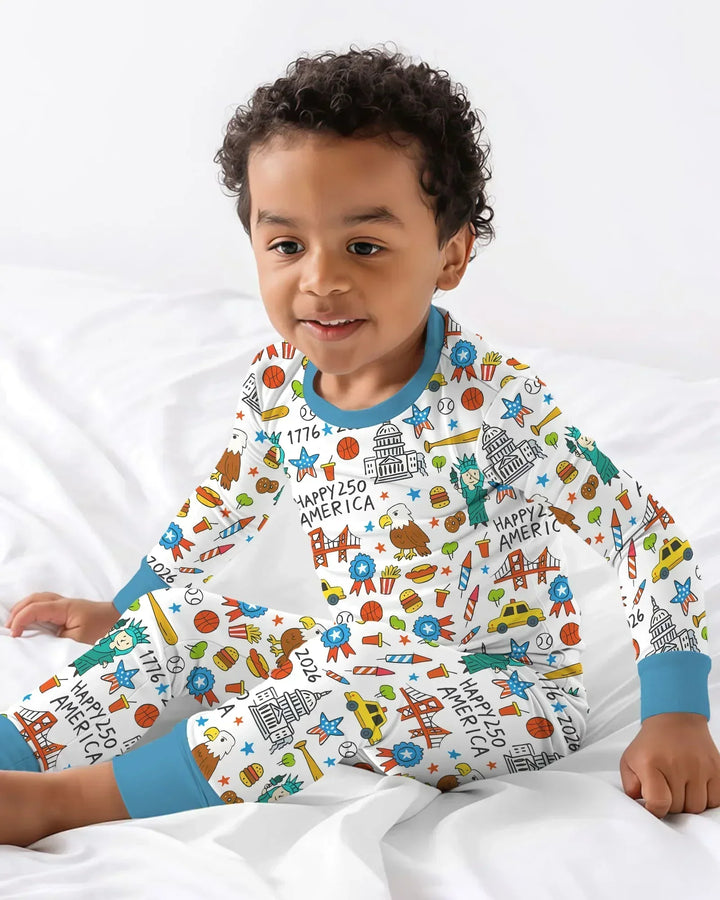 Zweiteiliges Langarm-Pyjama-Set mit Sommerfrüchten
