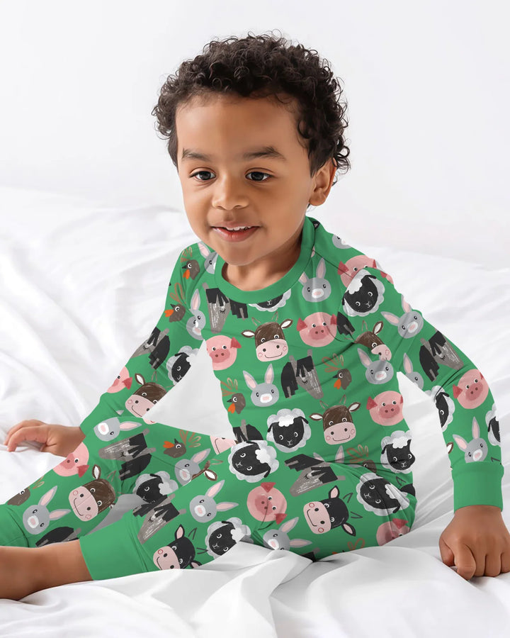 Zweiteiliges Langarm-Pyjama-Set mit Sommerfrüchten