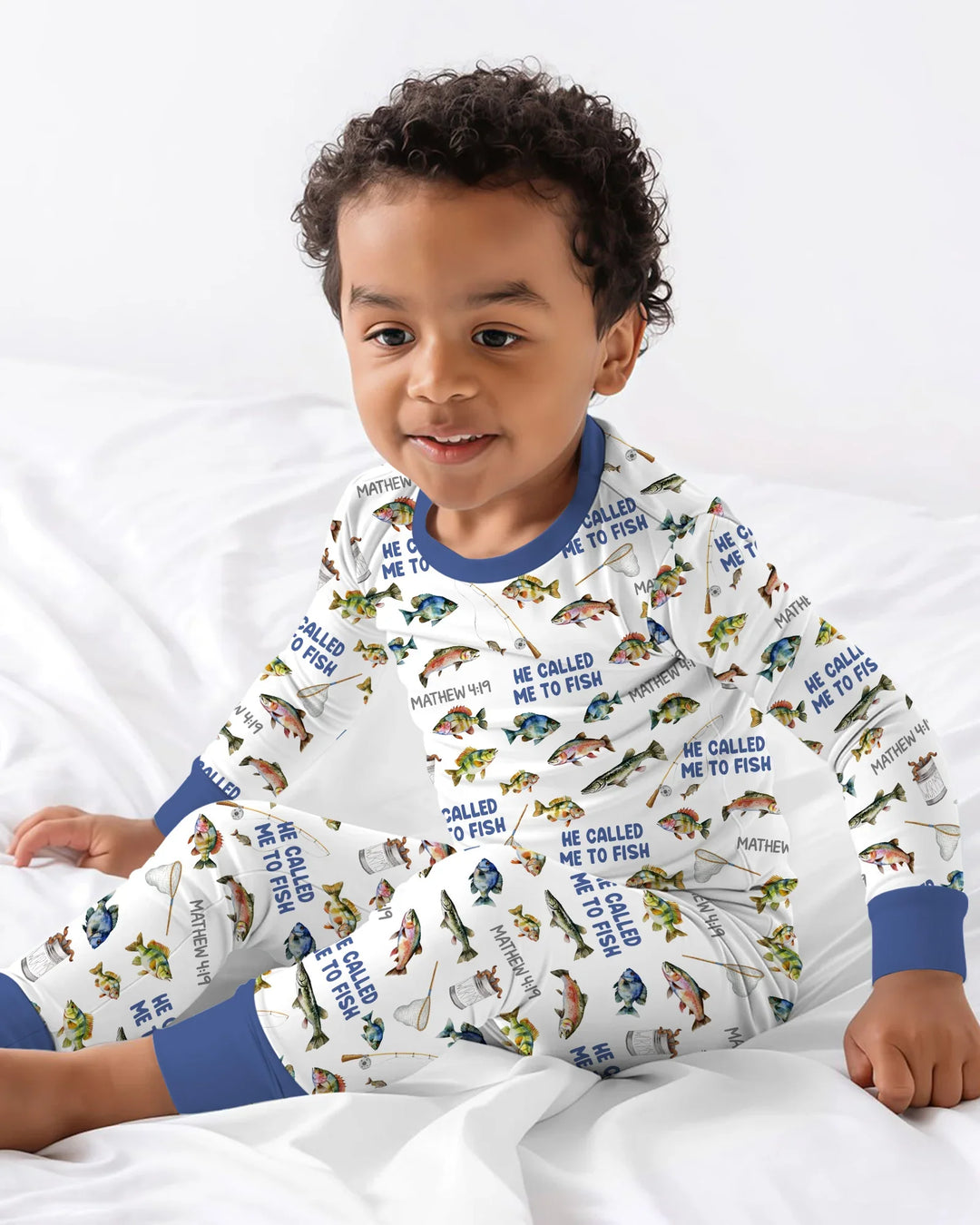He Called Me To Fish Daddy & Me Matching Bamboo Two Piece Long Sleeve Pajama Set