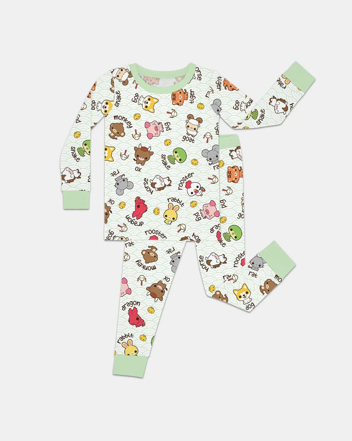 Zweiteiliges Langarm-Pyjama-Set mit Sommerfrüchten