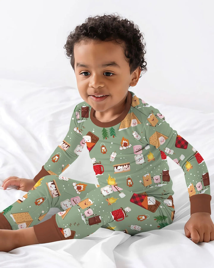 Zweiteiliges Langarm-Pyjama-Set mit Sommerfrüchten