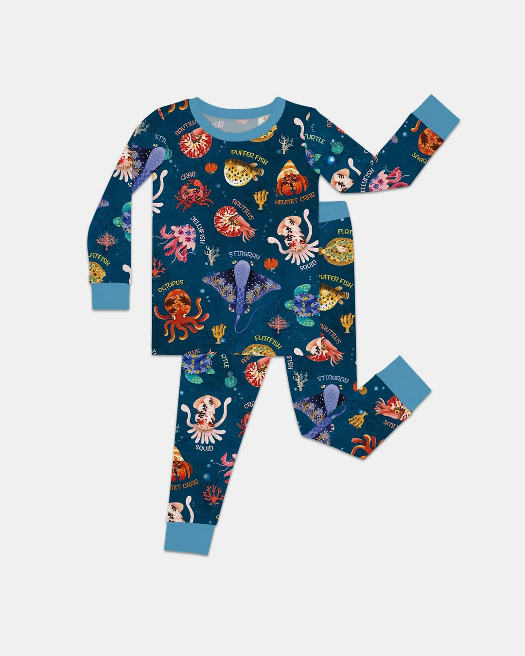 Deep Blue Wonders Bamboo Two Piece Long Sleeve Pajama Set
