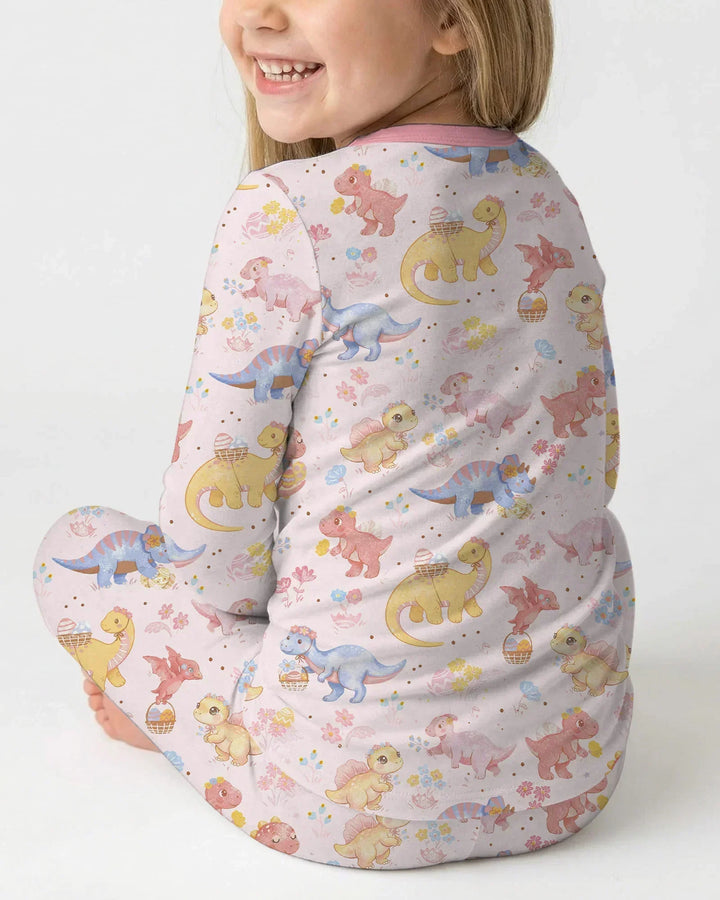 Dino Easter Bamboo Two Piece Long Sleeve Pajama Set
