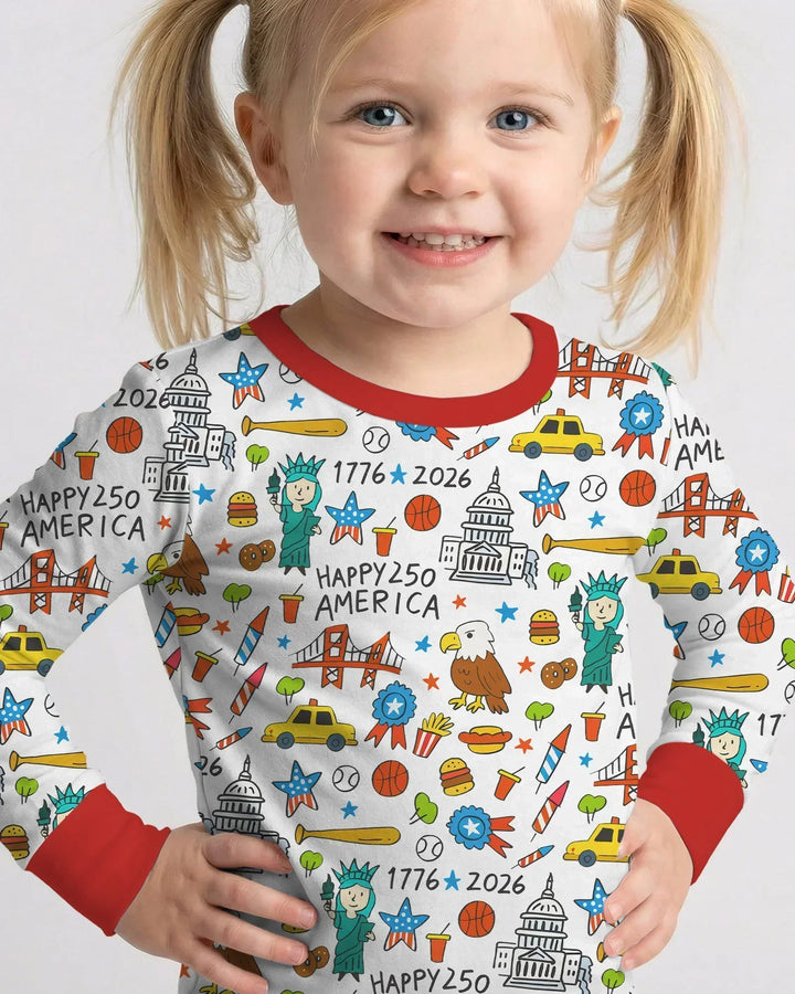 Zweiteiliges Langarm-Pyjama-Set mit Sommerfrüchten