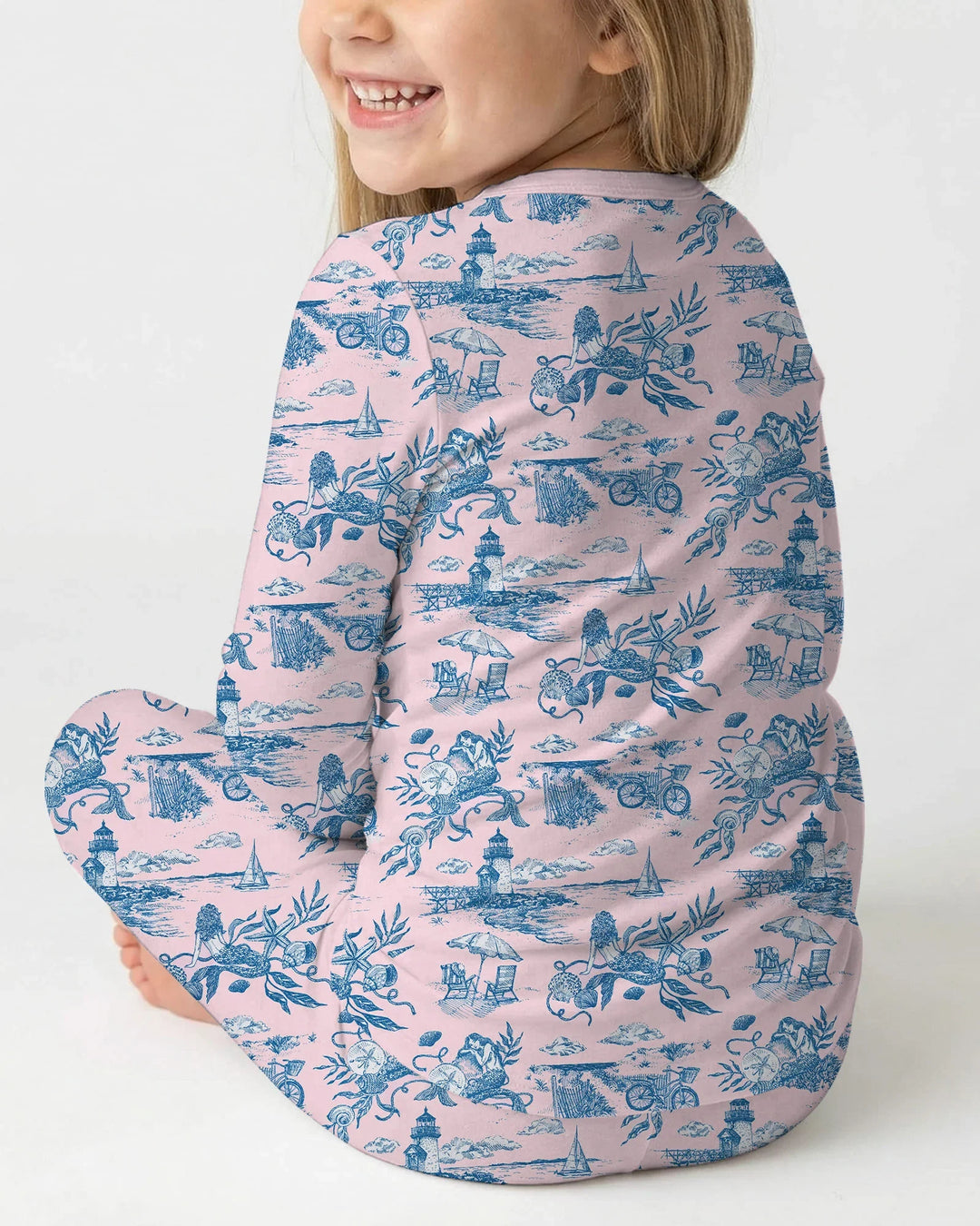 Summer Toile Bamboo Two Piece Long Sleeve Pajama Set