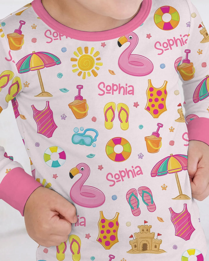 Zweiteiliges Langarm-Pyjama-Set mit Sommerfrüchten