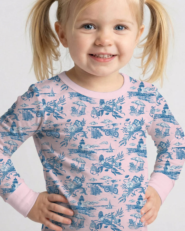 Summer Toile Bamboo Two Piece Long Sleeve Pajama Set