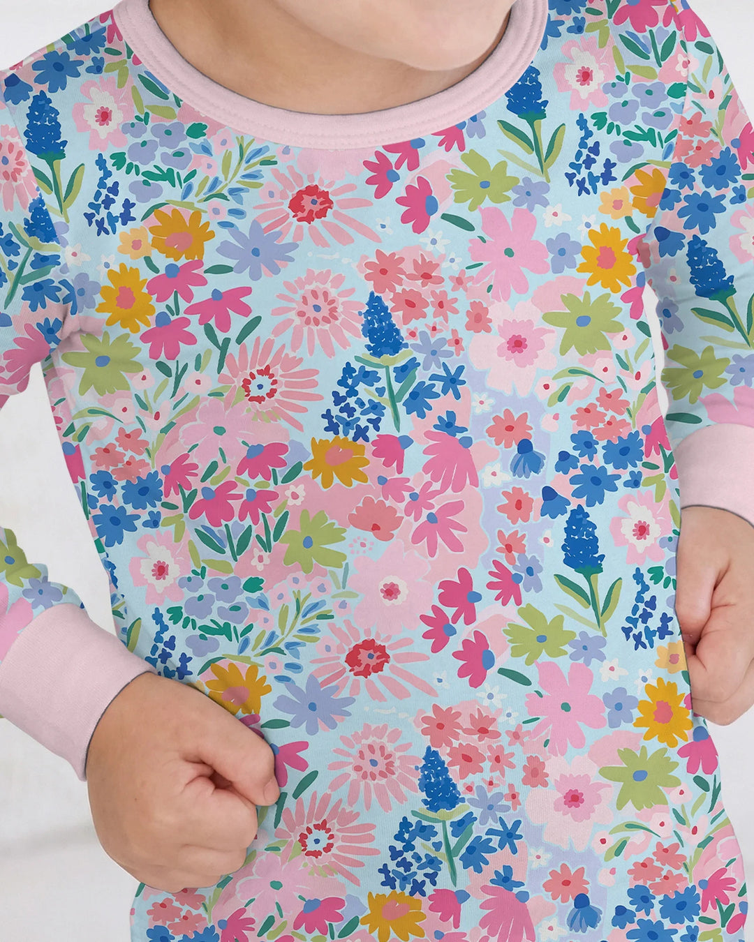 Little Flower Garden Matching Bamboo Two Piece Long Sleeve Pajama Set