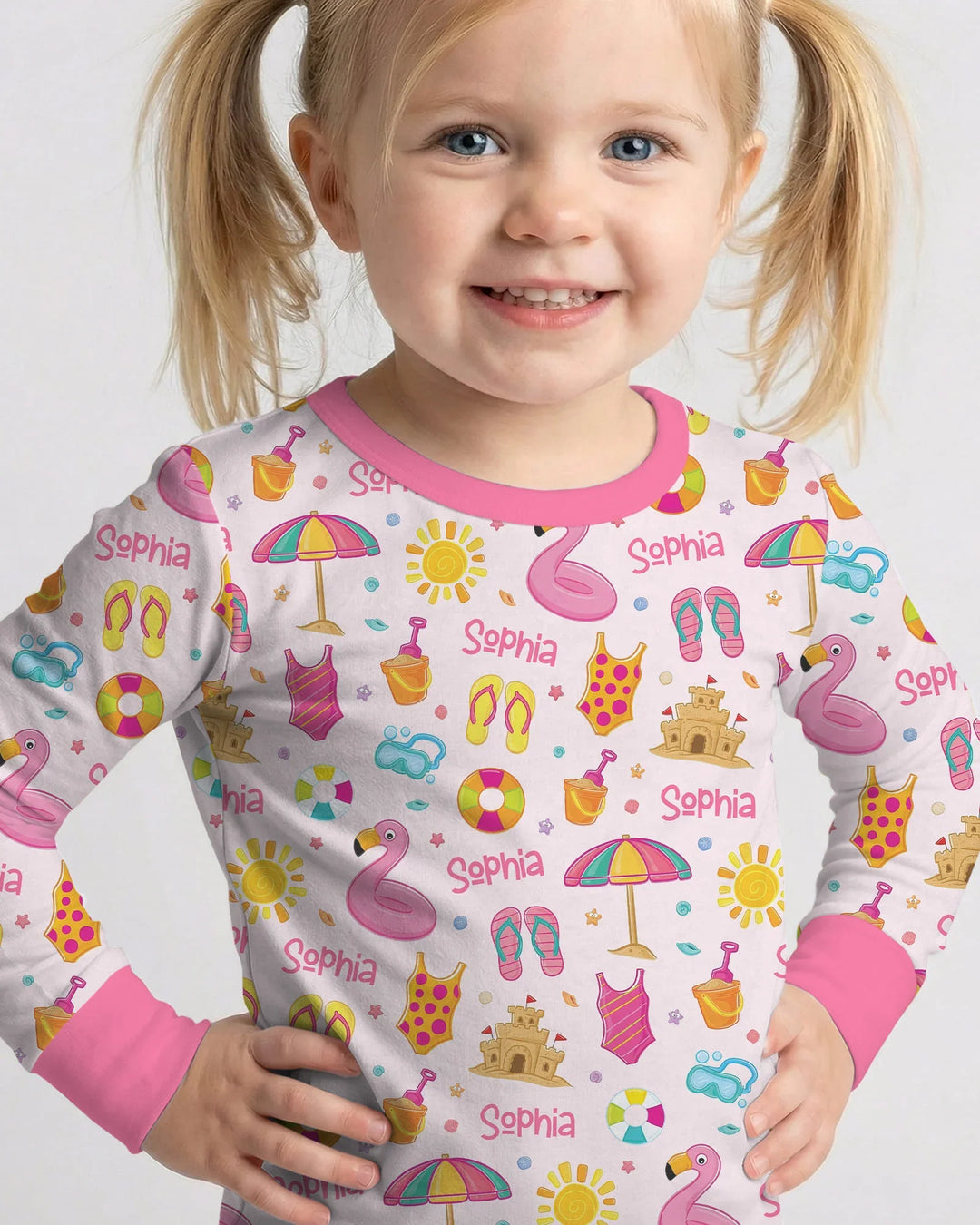 Zweiteiliges Langarm-Pyjama-Set mit Sommerfrüchten