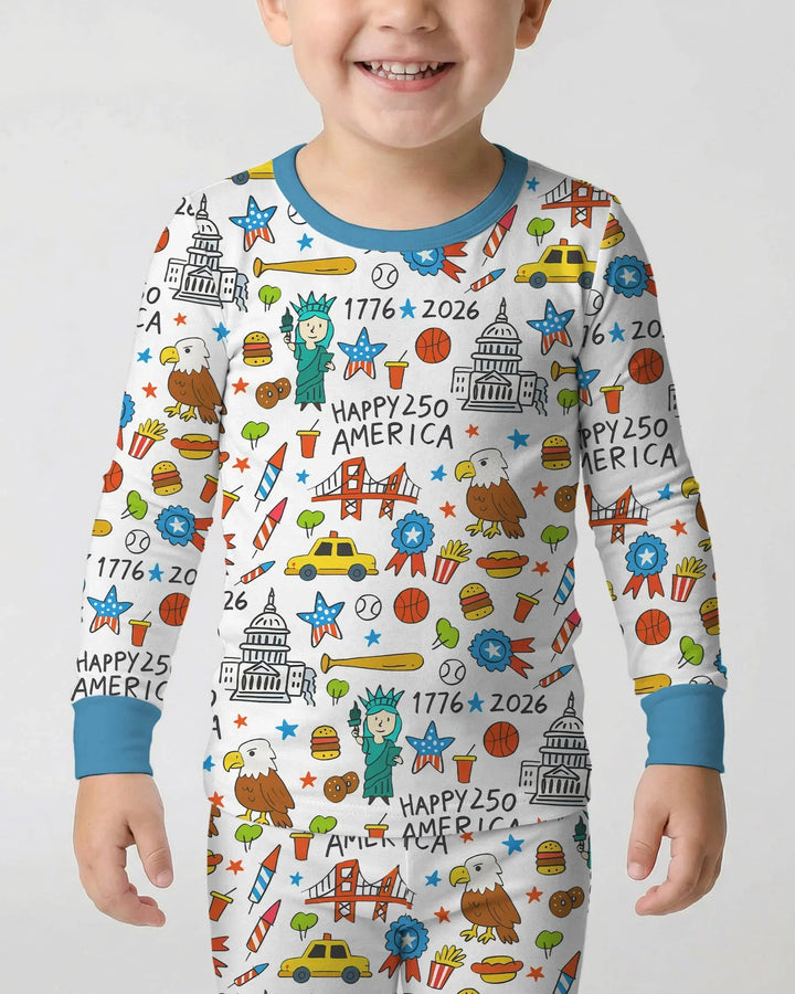 Zweiteiliges Langarm-Pyjama-Set mit Sommerfrüchten