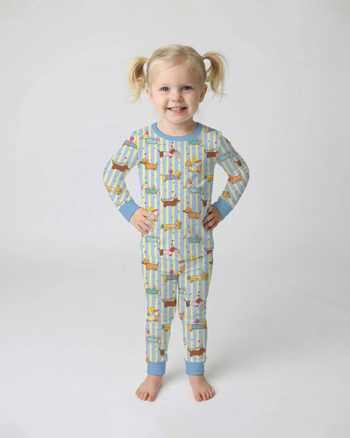 Zweiteiliges Langarm-Pyjama-Set mit Sommerfrüchten