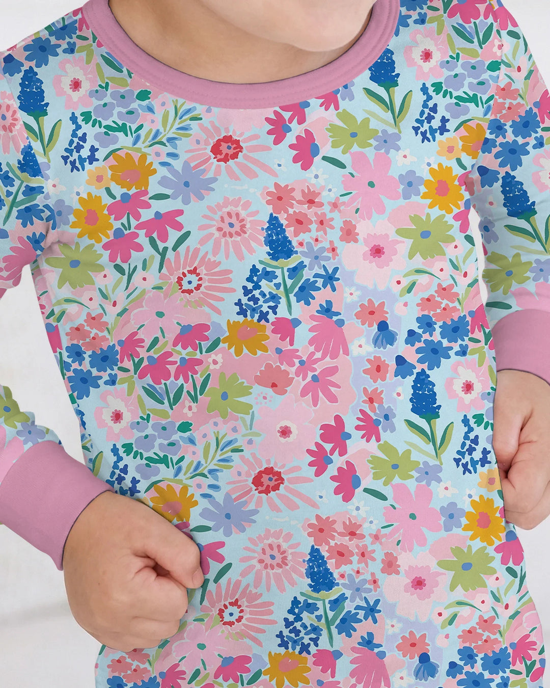 Little Flower Garden Matching Bamboo Two Piece Long Sleeve Pajama Set