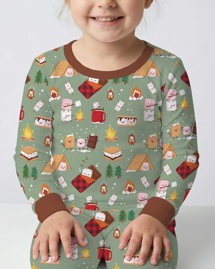 Zweiteiliges Langarm-Pyjama-Set mit Sommerfrüchten
