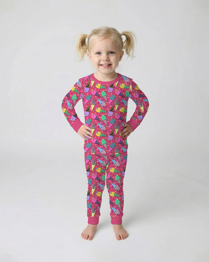 Zweiteiliges Langarm-Pyjama-Set mit Sommerfrüchten