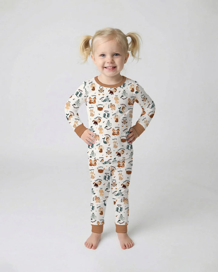 Zweiteiliges Langarm-Pyjama-Set mit Sommerfrüchten