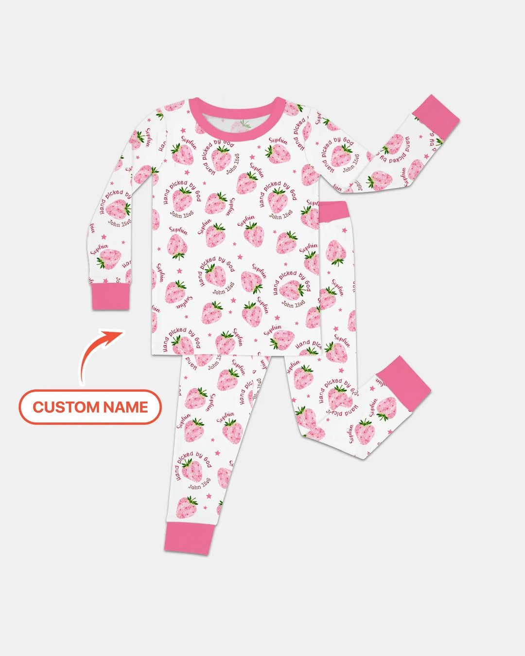 Hand Picked By God Custom Name Bamboo Two Piece Long Sleeve Pajama Set