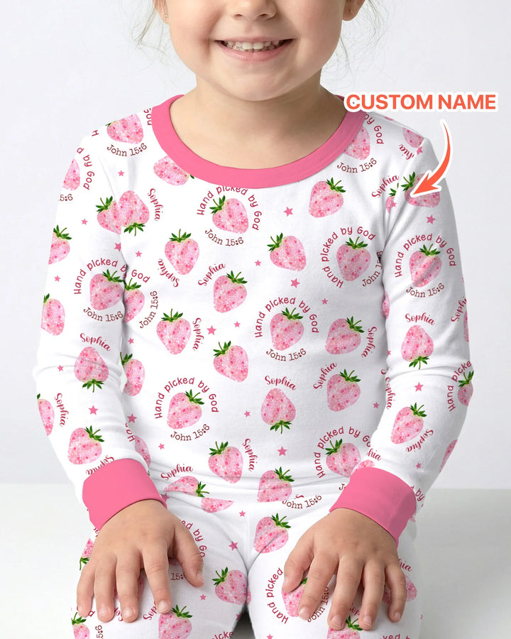 Hand Picked By God Custom Name Bamboo Two Piece Long Sleeve Pajama Set