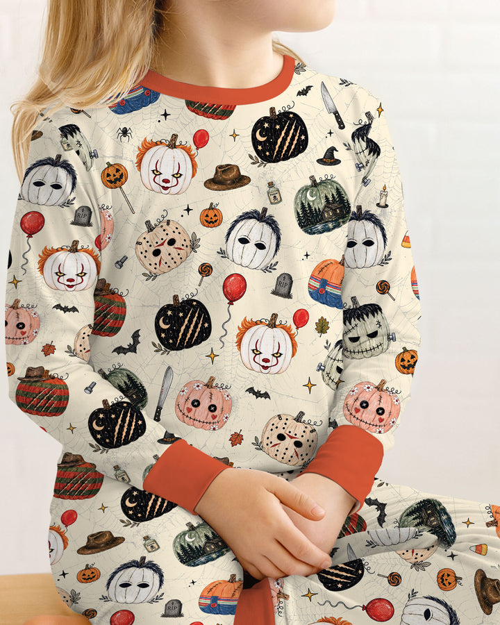 Horror Movie Pumpkins Bamboo Two Piece Long Sleeve Pajama Set