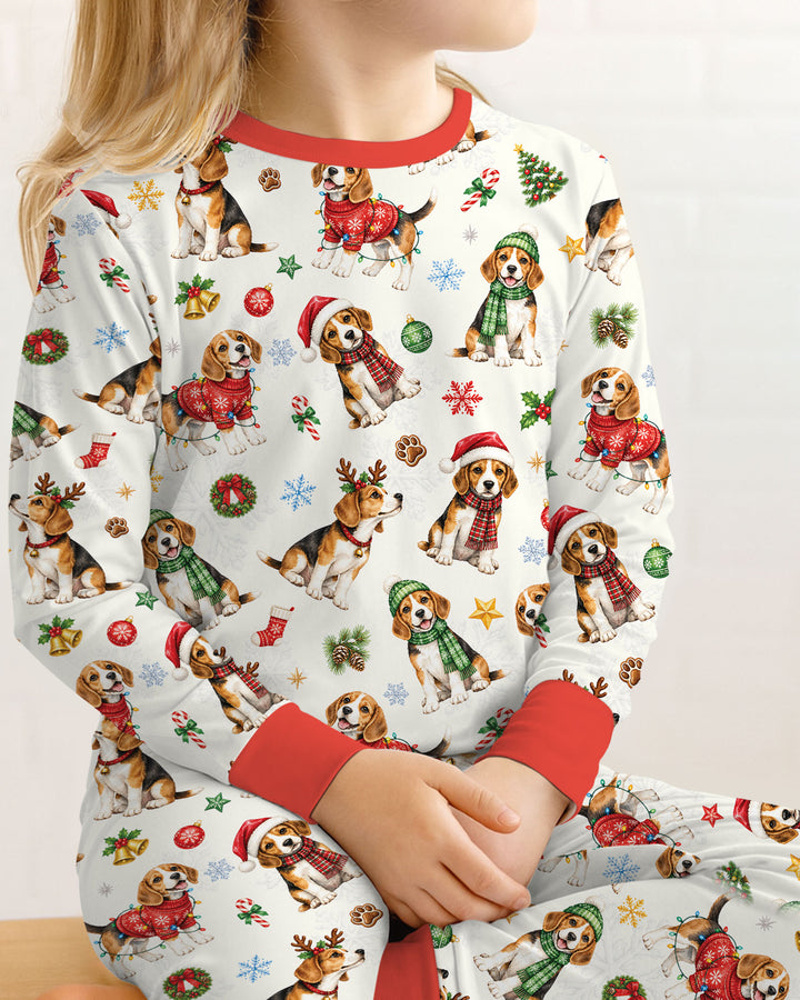 Beagle Christmas Bamboo Two Piece Long Sleeve Pajama Set