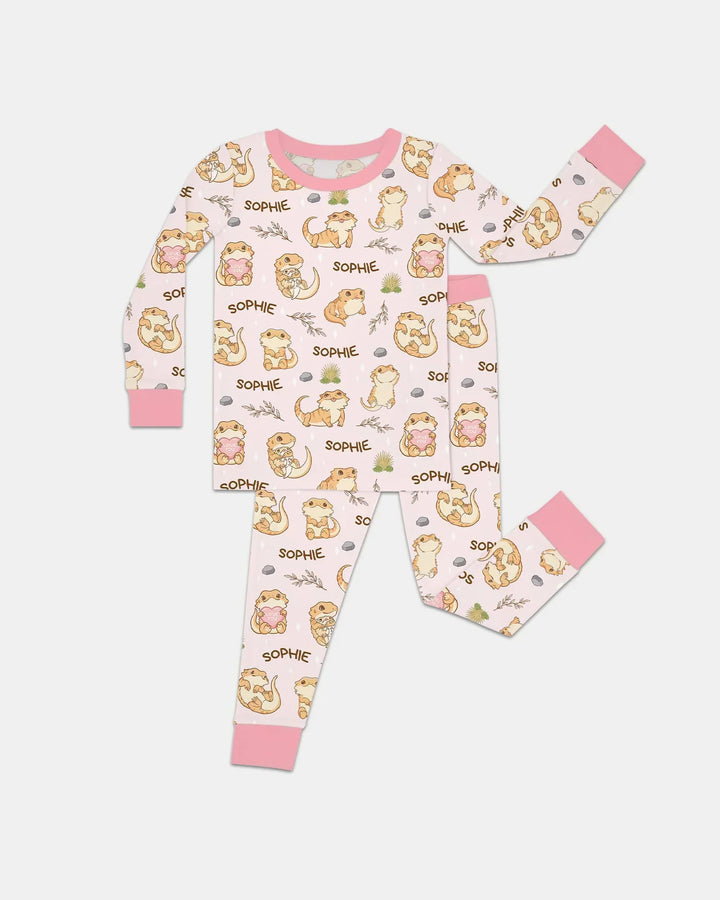 Zweiteiliges Langarm-Pyjama-Set mit Sommerfrüchten