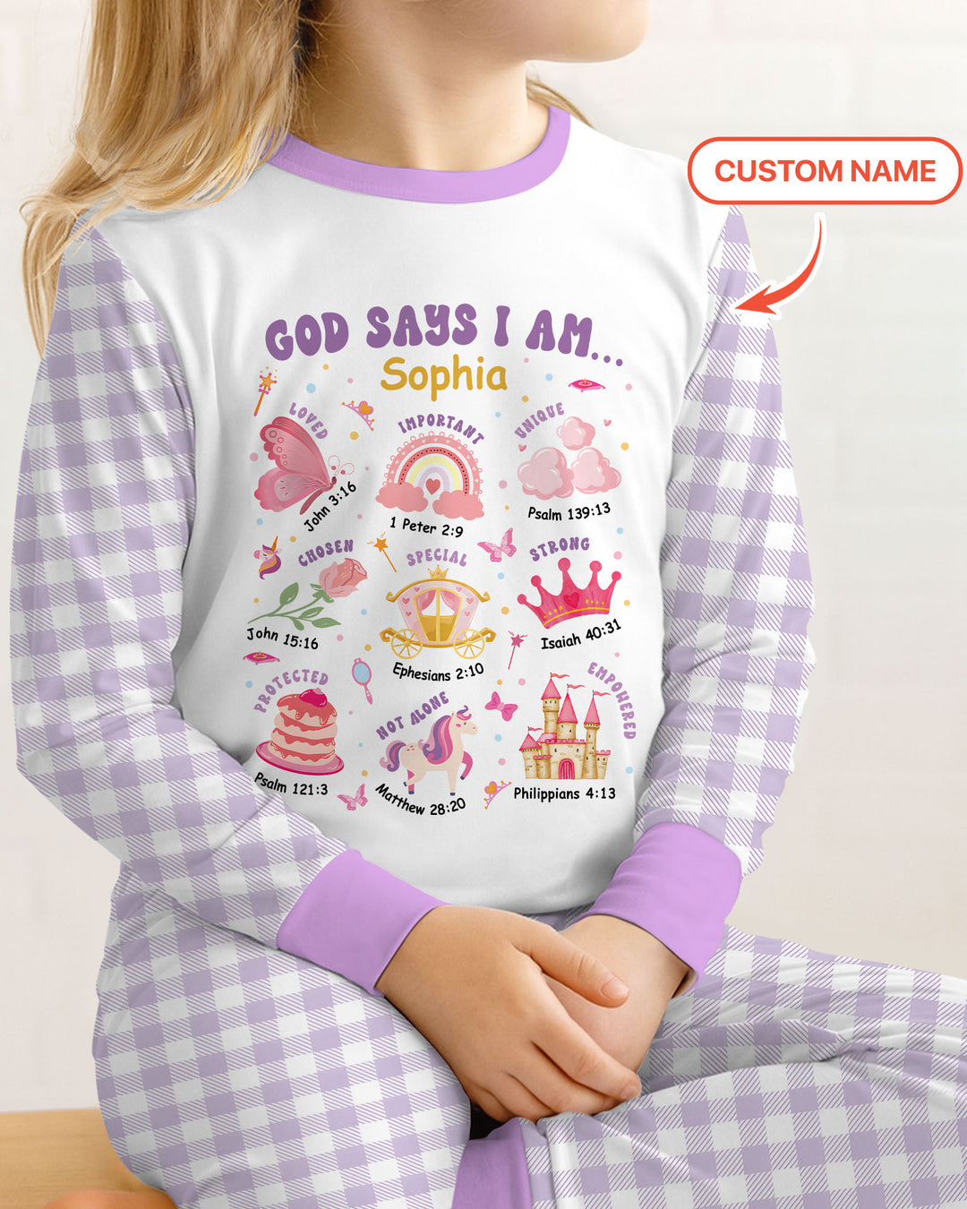 Personalized God Says I Am Girl Bamboo Two Piece Long Sleeve Pajama Set